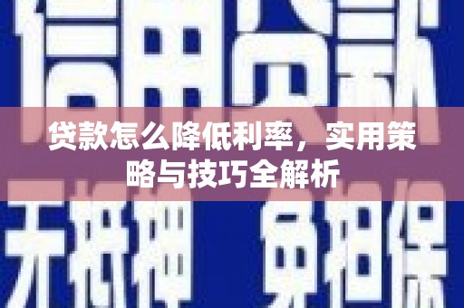 大方贷款怎么降低利率，实用策略与技巧全解析
