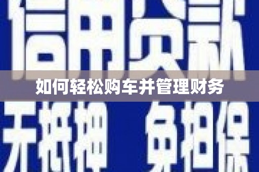 大方如何轻松购车并管理财务